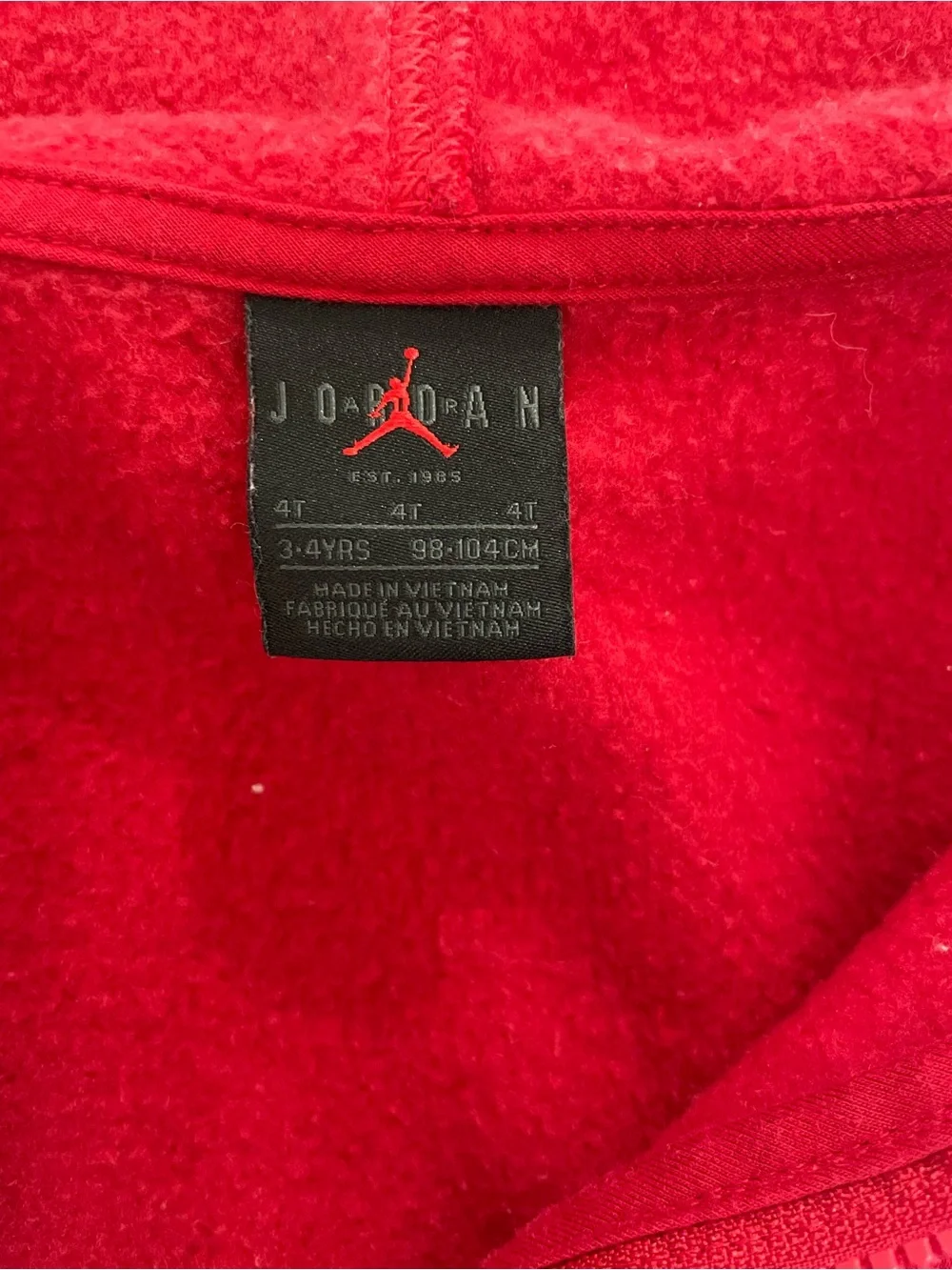 Jordan Jumpman Boys Red Full Zip Fleece Hoodie Jacket 4T